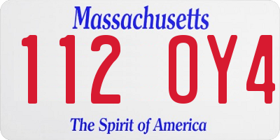 MA license plate 112OY4