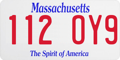 MA license plate 112OY9