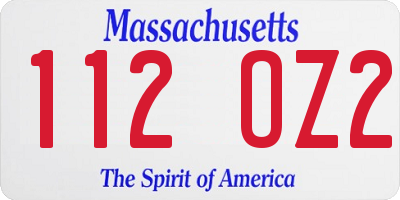 MA license plate 112OZ2