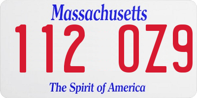 MA license plate 112OZ9