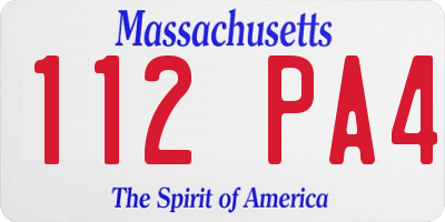 MA license plate 112PA4