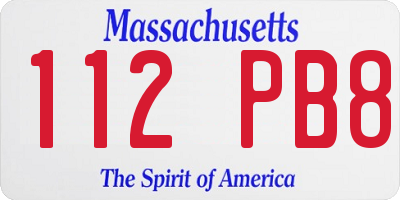 MA license plate 112PB8