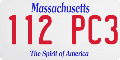 MA license plate 112PC3