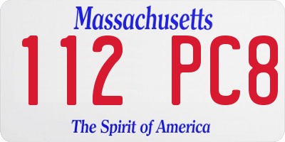 MA license plate 112PC8