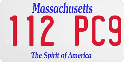 MA license plate 112PC9