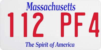 MA license plate 112PF4