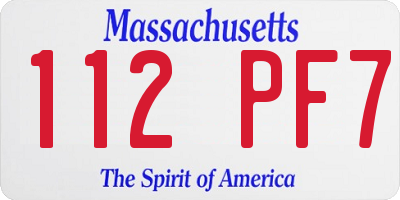 MA license plate 112PF7