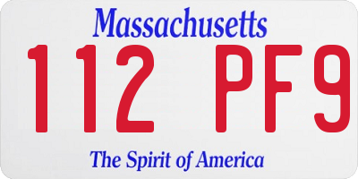 MA license plate 112PF9