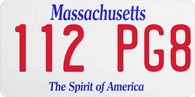 MA license plate 112PG8