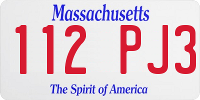 MA license plate 112PJ3