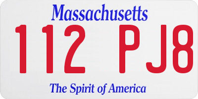 MA license plate 112PJ8