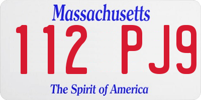 MA license plate 112PJ9