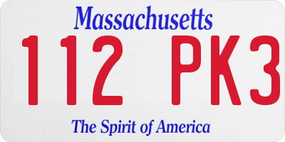 MA license plate 112PK3
