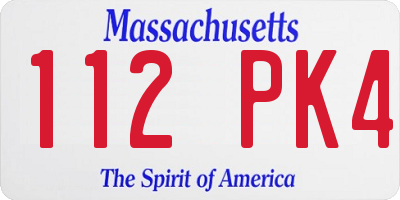 MA license plate 112PK4