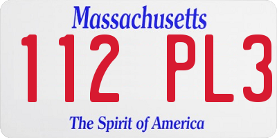 MA license plate 112PL3