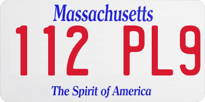MA license plate 112PL9