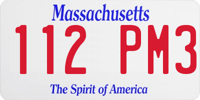MA license plate 112PM3
