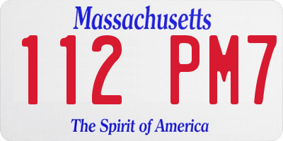 MA license plate 112PM7