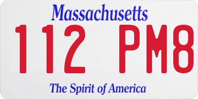 MA license plate 112PM8