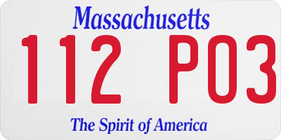 MA license plate 112PO3