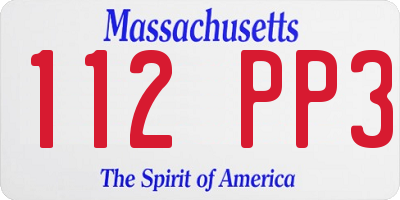 MA license plate 112PP3