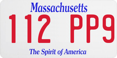 MA license plate 112PP9