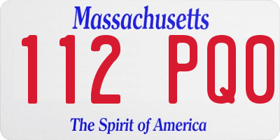 MA license plate 112PQ0