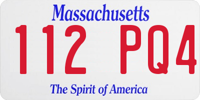 MA license plate 112PQ4