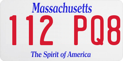 MA license plate 112PQ8