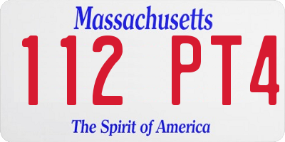 MA license plate 112PT4