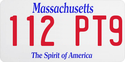 MA license plate 112PT9