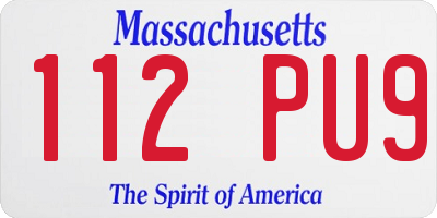 MA license plate 112PU9