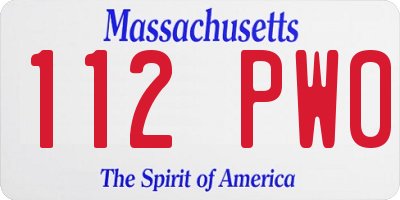 MA license plate 112PW0