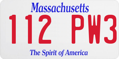 MA license plate 112PW3