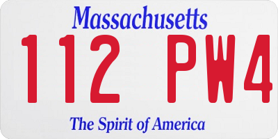 MA license plate 112PW4