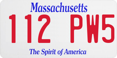 MA license plate 112PW5
