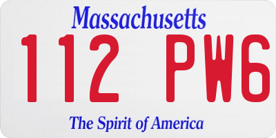 MA license plate 112PW6