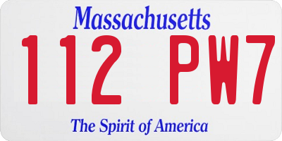 MA license plate 112PW7