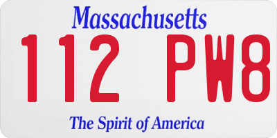 MA license plate 112PW8