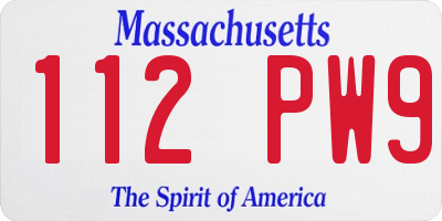 MA license plate 112PW9