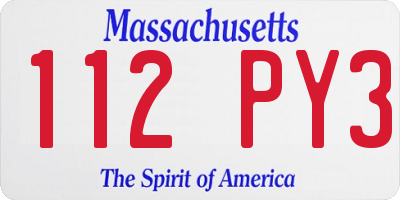 MA license plate 112PY3