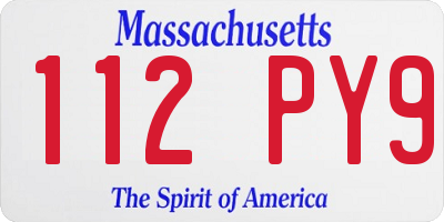 MA license plate 112PY9