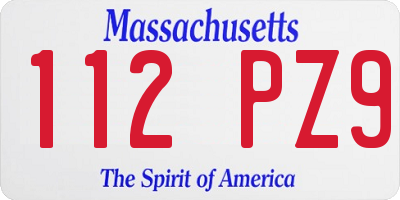 MA license plate 112PZ9