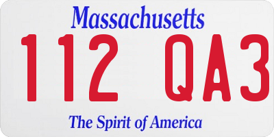 MA license plate 112QA3
