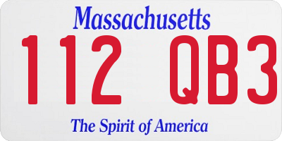 MA license plate 112QB3