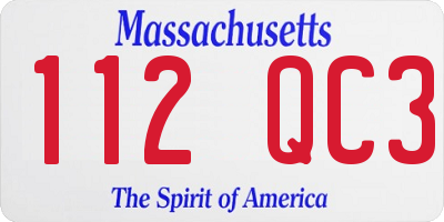 MA license plate 112QC3