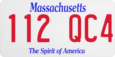 MA license plate 112QC4
