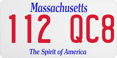 MA license plate 112QC8