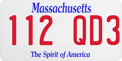 MA license plate 112QD3