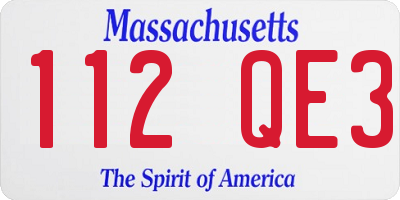 MA license plate 112QE3